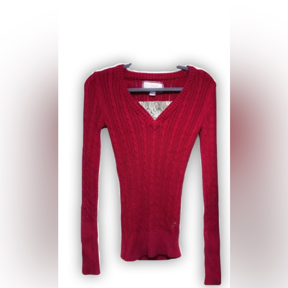 Y2K American Eagle Cable Knit fitted sweater small